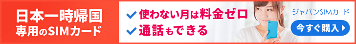 日本一時帰国専用のSIMカード